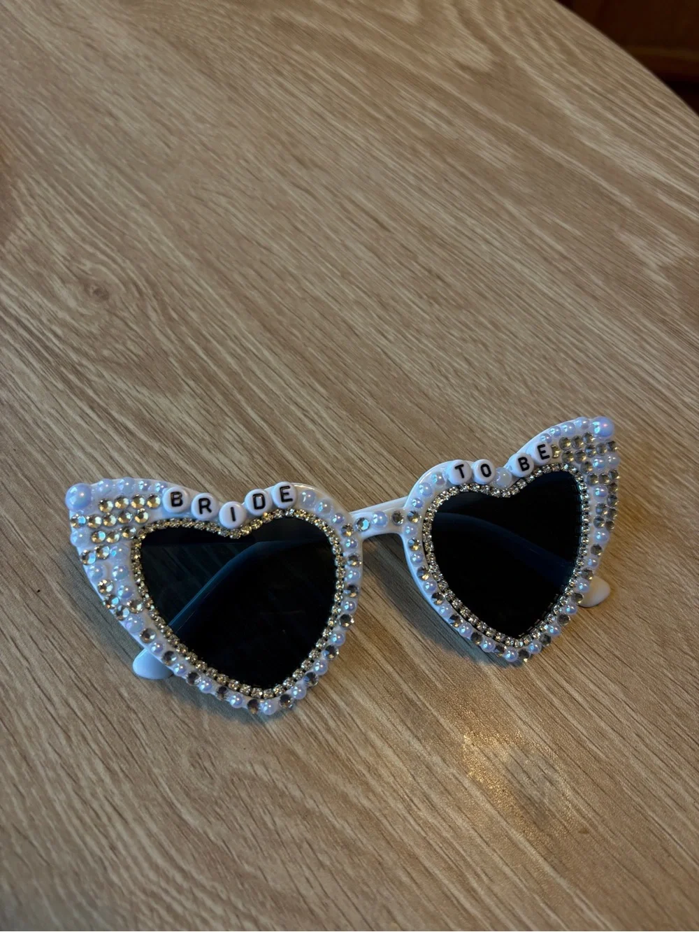 Bride To Be Crystal & Pearl Heart Sunglasses
